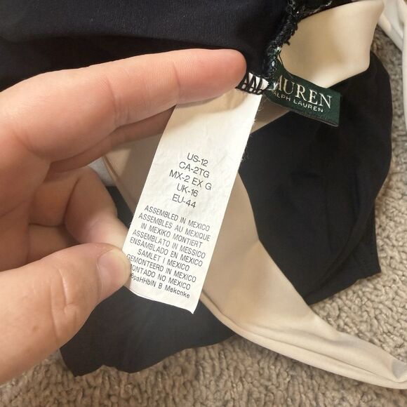 LAUREN Ralph Lauren Bel Aire Bandeau Black One-Piece Swimsuit L120742 Size 12 - Picture 4 of 5